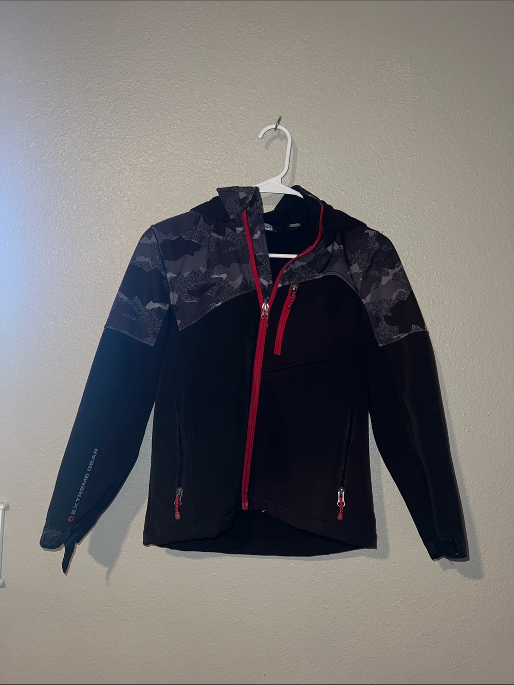 Snozu Black Kids Raincoat with Red Zipper Accents
